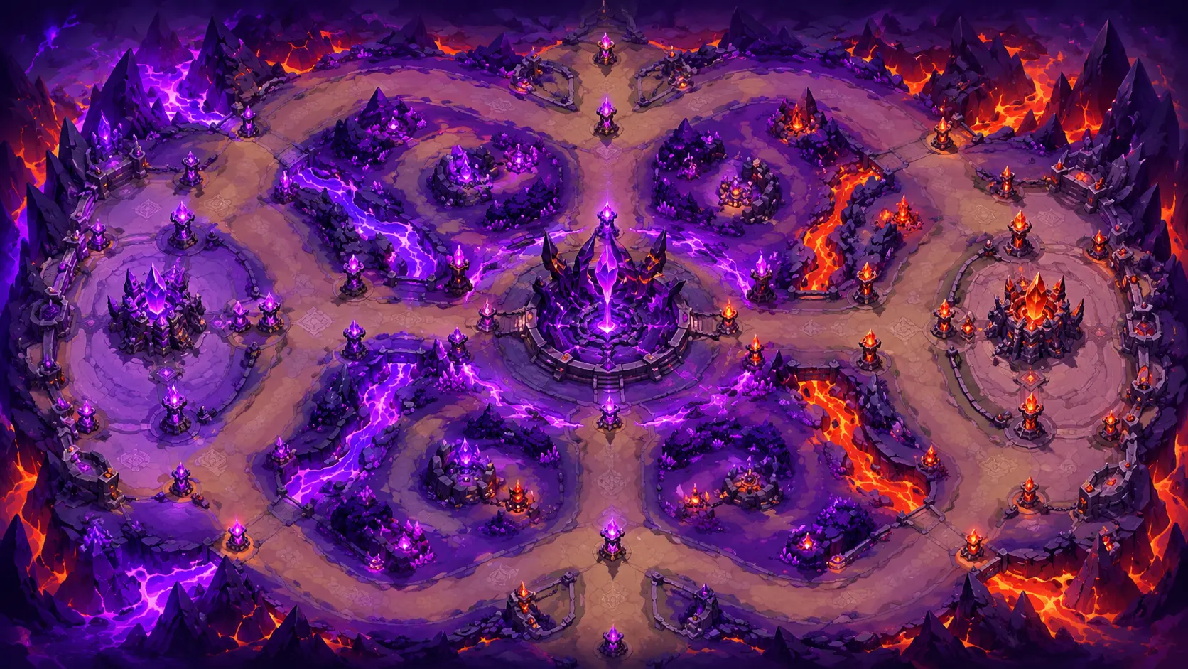 古神巴風特暗黑RPG戰場地圖，包含主路、側翼、祭壇與深淵裂隙