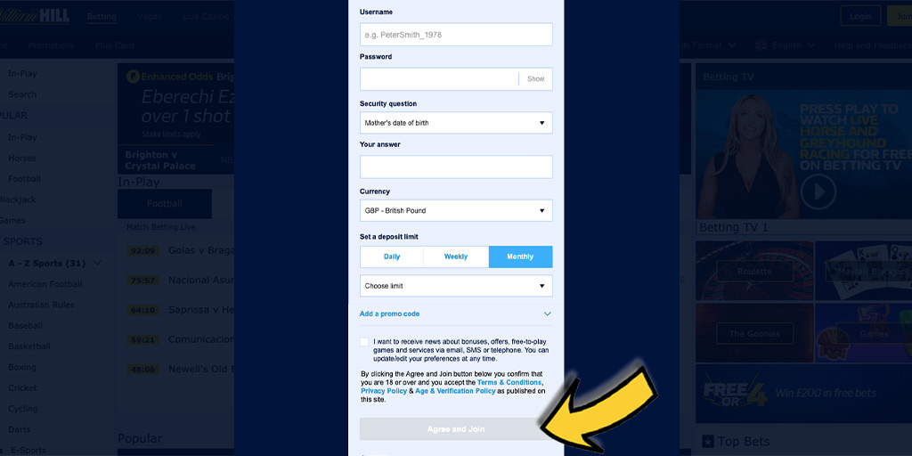 William Hill 威廉希爾平台－如何註冊免費帳戶？