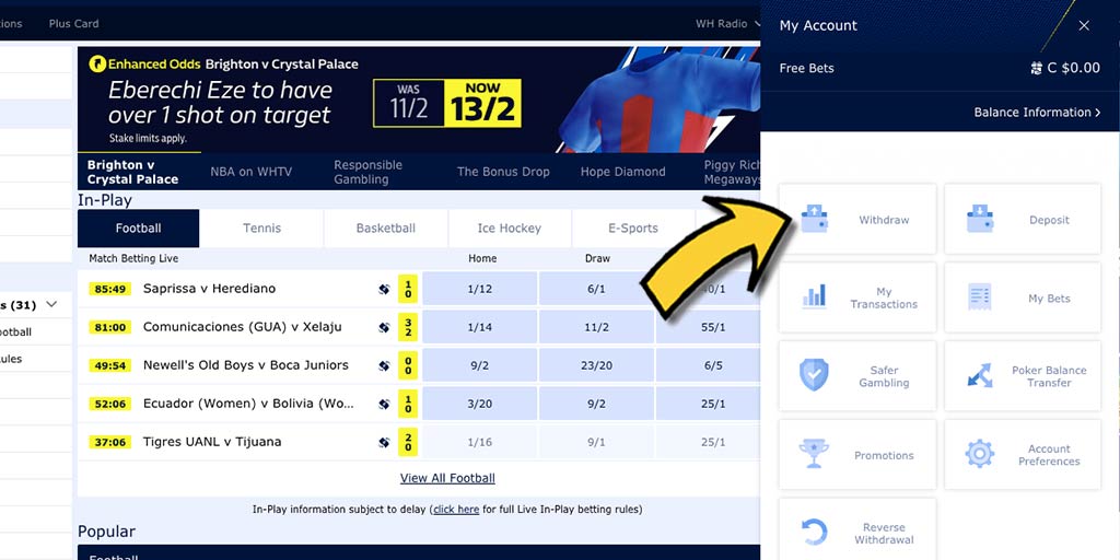William Hill 威廉希爾平台－如何成功出金/提款？