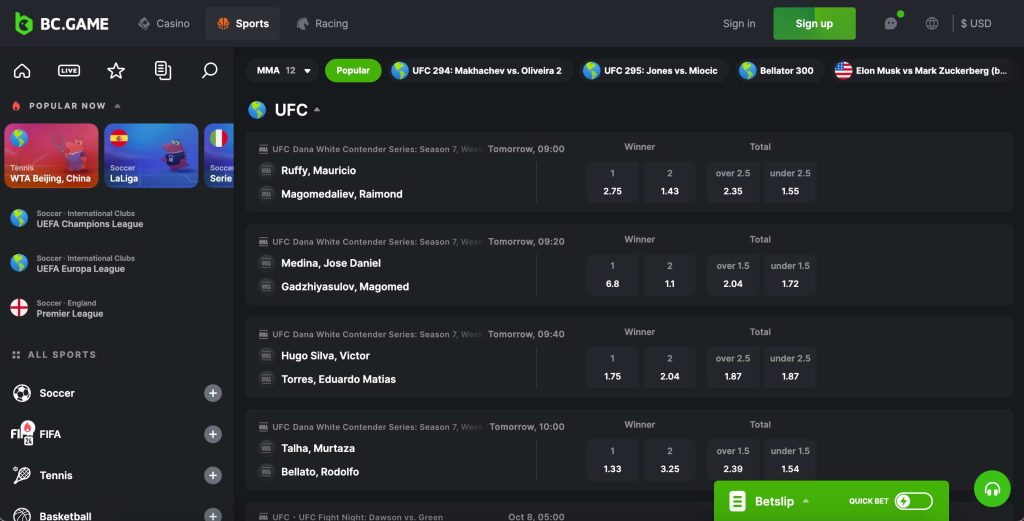 BC.Game：適合加密貨幣愛好者的 MMA 投注天堂