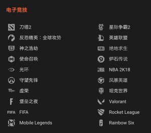 GG.BET 的電子競技機種